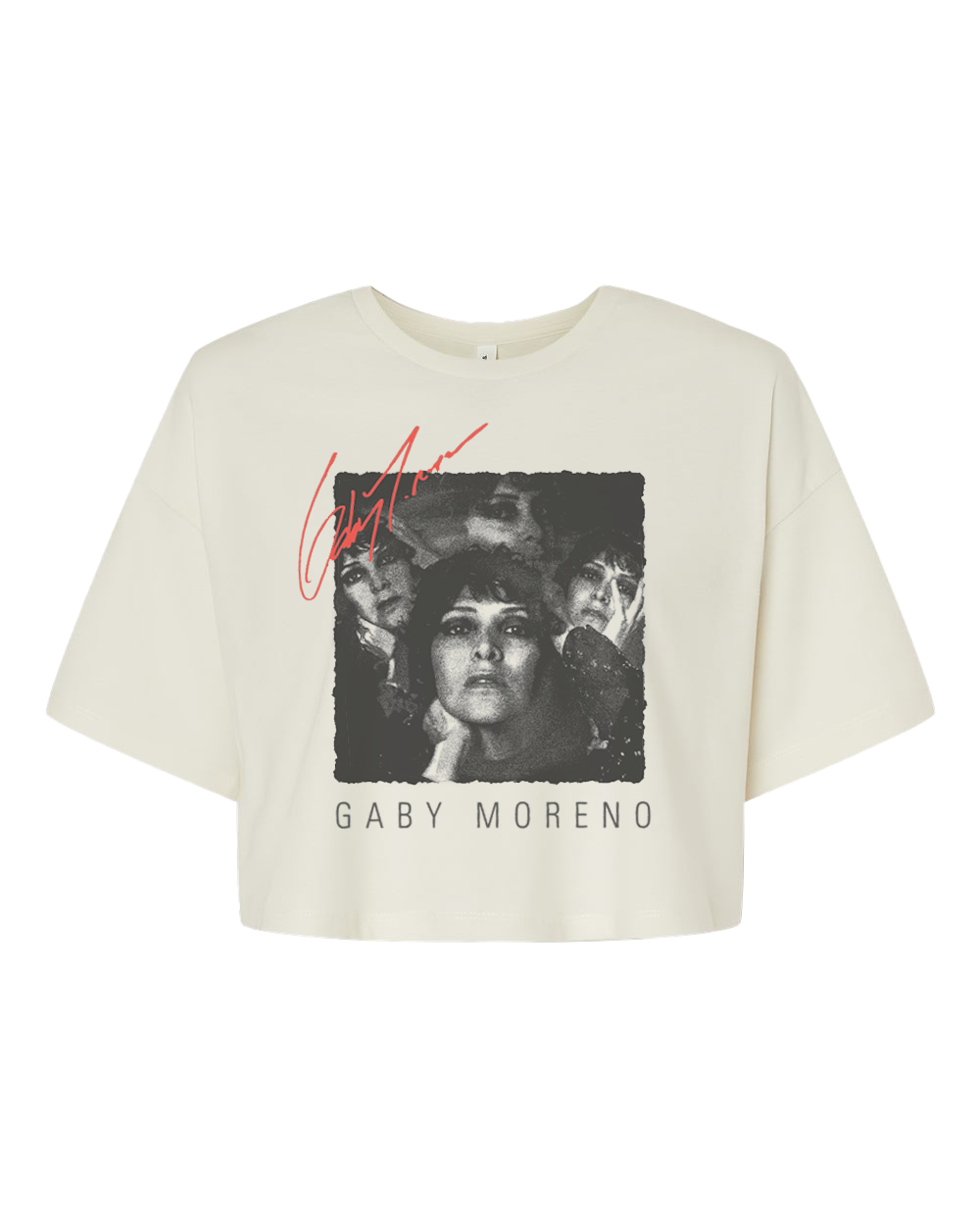 Gaby Moreno Faces Cropped T-Shirt - Vintage White tour shirt 2025